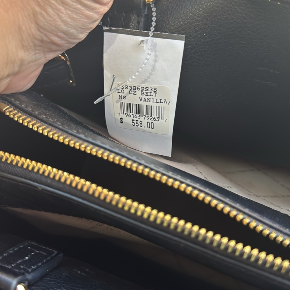 Michael Kors Reed Large Vanilla Black Satchel - Picture 8 of 9